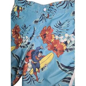 Mens  DC Comics SUPERMAN Hawaiian Bathing Suit Trunks Medium